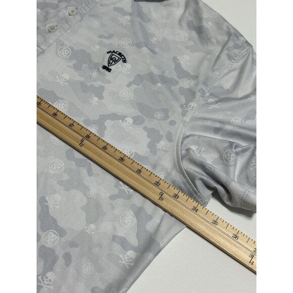 G/Fore Polo Shirt Mens XL Gray Skull Camo Print Icon Tech Performance Golf - Picture 12 of 14